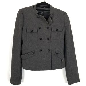 H&M Wool Blend Military Jacket Grey